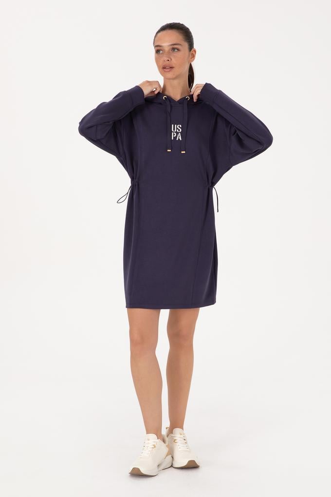 Kadın Mürdüm Modal Karışımlı Mini Boy Kapüşonlu Sweatshirt Elbise