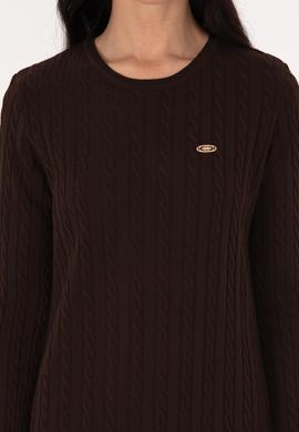 Kadın Koyu Kahverengi Triko Elbise - 50313835025