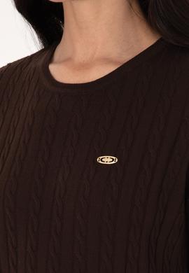 Kadın Koyu Kahverengi Triko Elbise - 50313835025