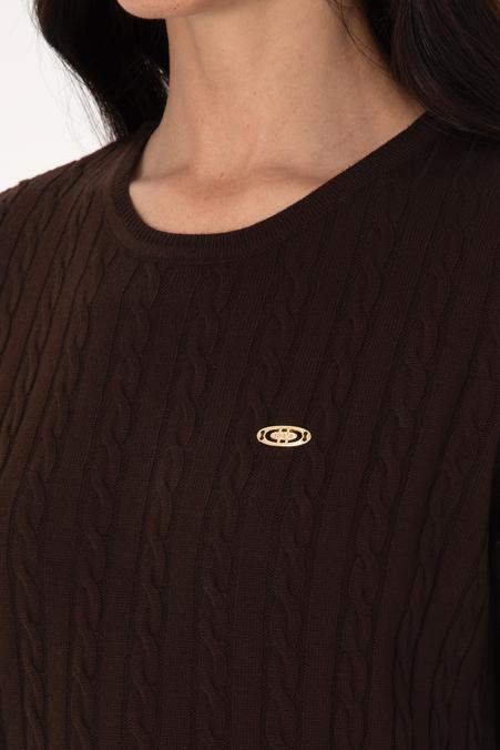 Kadın Koyu Kahverengi Triko Elbise