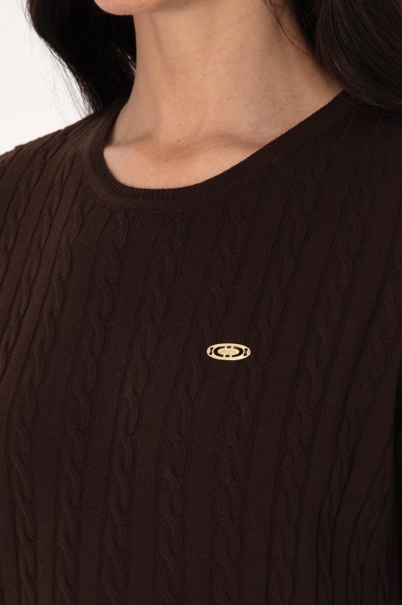 Kadın Koyu Kahverengi Triko Elbise