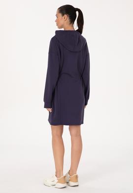 Kadın Mürdüm Modal Karışımlı Mini Boy Kapüşonlu Sweatshirt Elbise - 50314196016