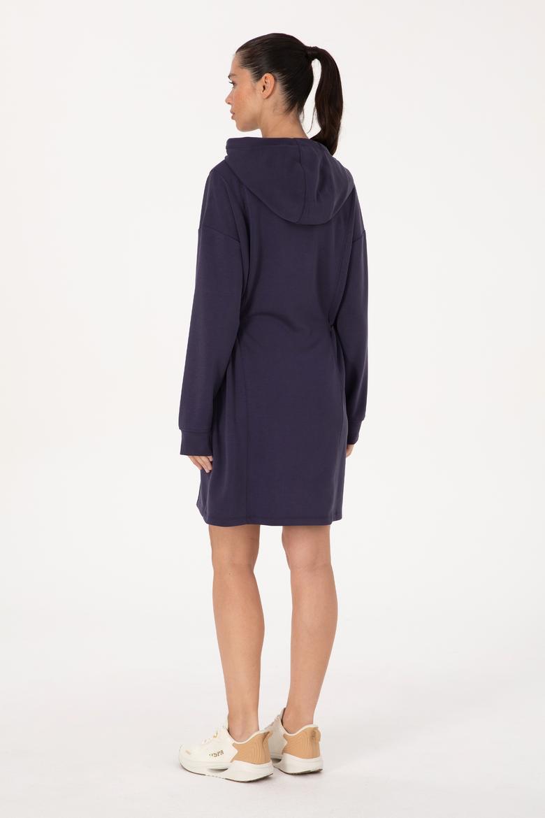 Kadın Mürdüm Modal Karışımlı Mini Boy Kapüşonlu Sweatshirt Elbise - 50314196016