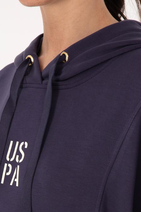 Kadın Mürdüm Modal Karışımlı Mini Boy Kapüşonlu Sweatshirt Elbise