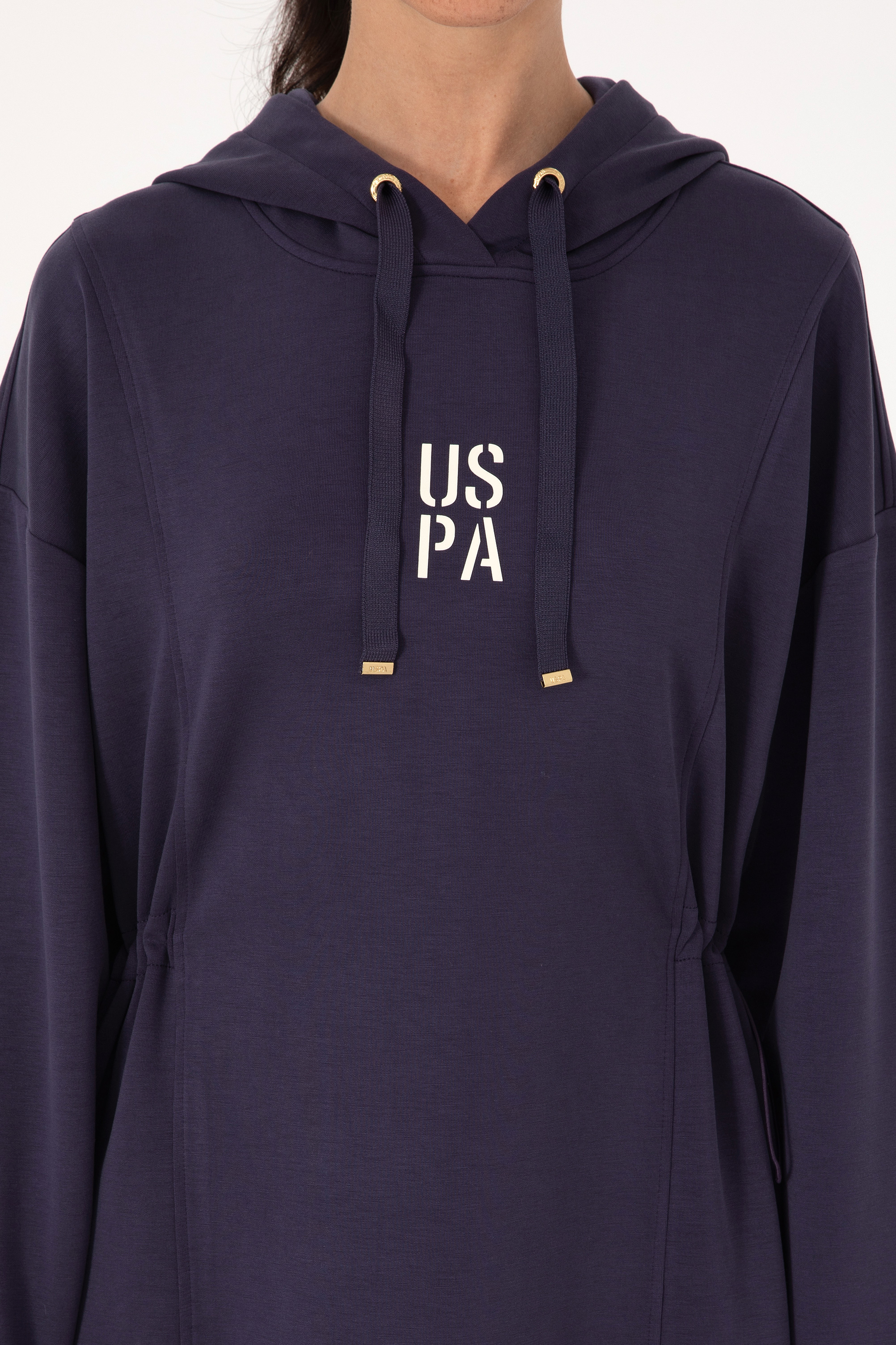 لباس سویشرت کلاهدار زنانه طرح آلو مودال بلند ریلکس زنانه یو اس پولو | U.S. Polo Assn. - تصویر 5