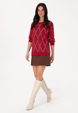 Kadın Koyu Frambuaz Kazak - 50310063005