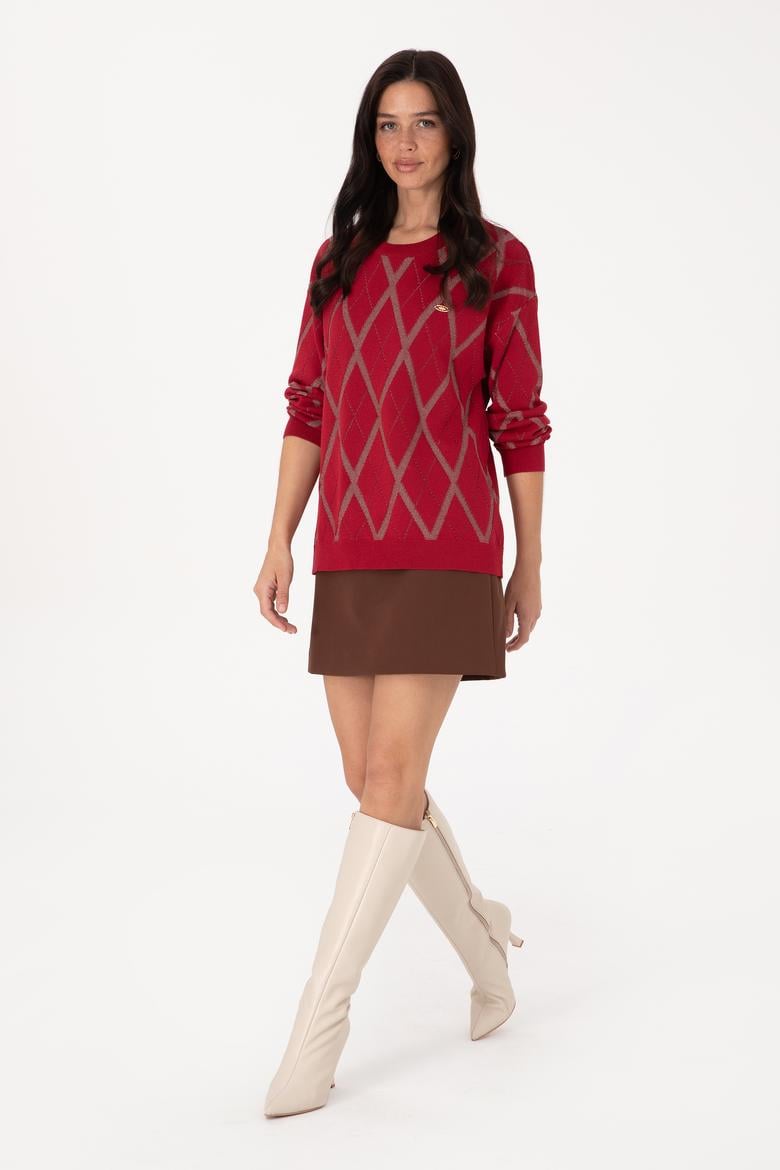 Kadın Koyu Frambuaz Kazak - 50310063005