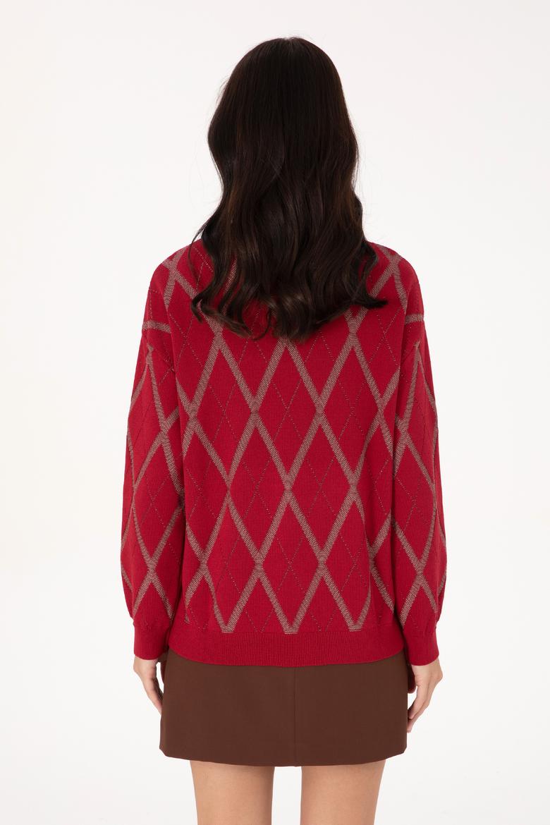 Kadın Koyu Frambuaz Kazak - 50310063005