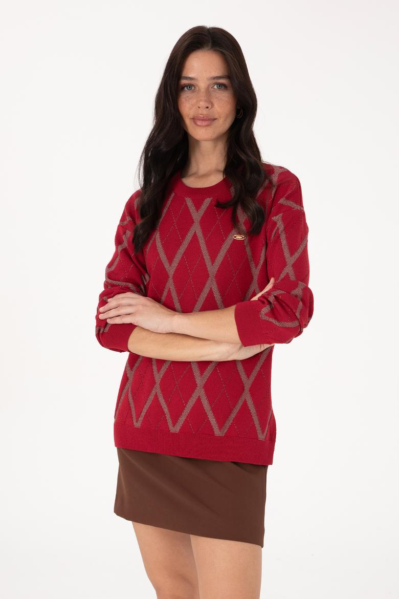 Kadın Koyu Frambuaz Kazak - 50310063005