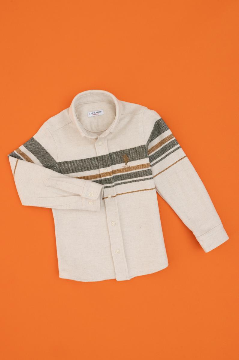 Erkek Çocuk Krem Uzun Kollu Gömlek