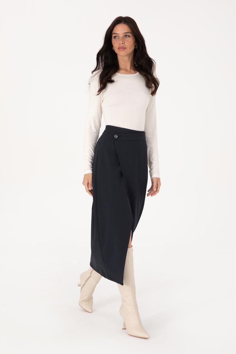 Kadın Lacivert Dokuma Etek