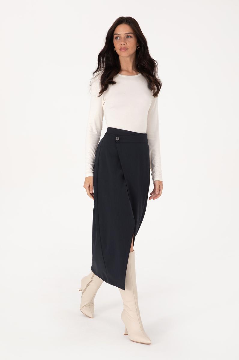 Kadın Lacivert Dokuma Etek