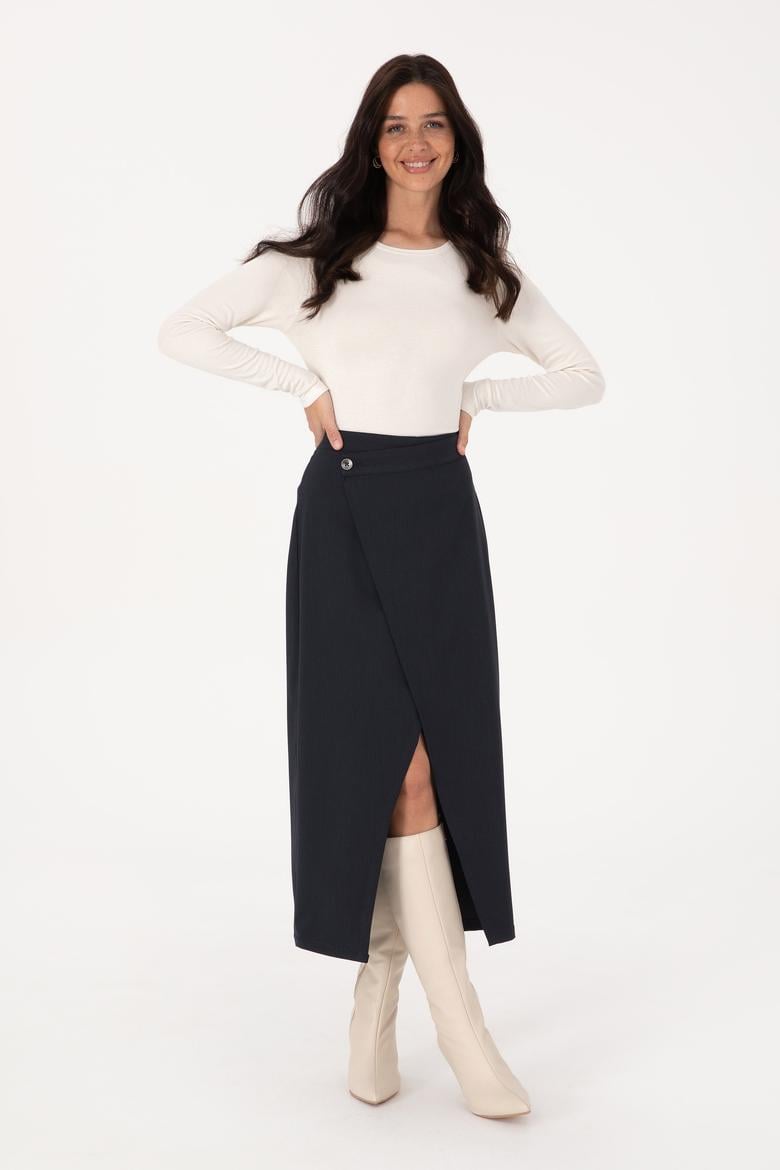 Kadın Lacivert Dokuma Etek - 50309272001