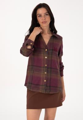 Kadın Bordo Uzun Kollu Gömlek - 50308660005