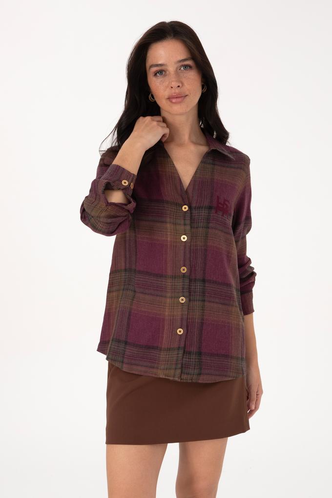 Kadın Bordo Uzun Kollu Gömlek