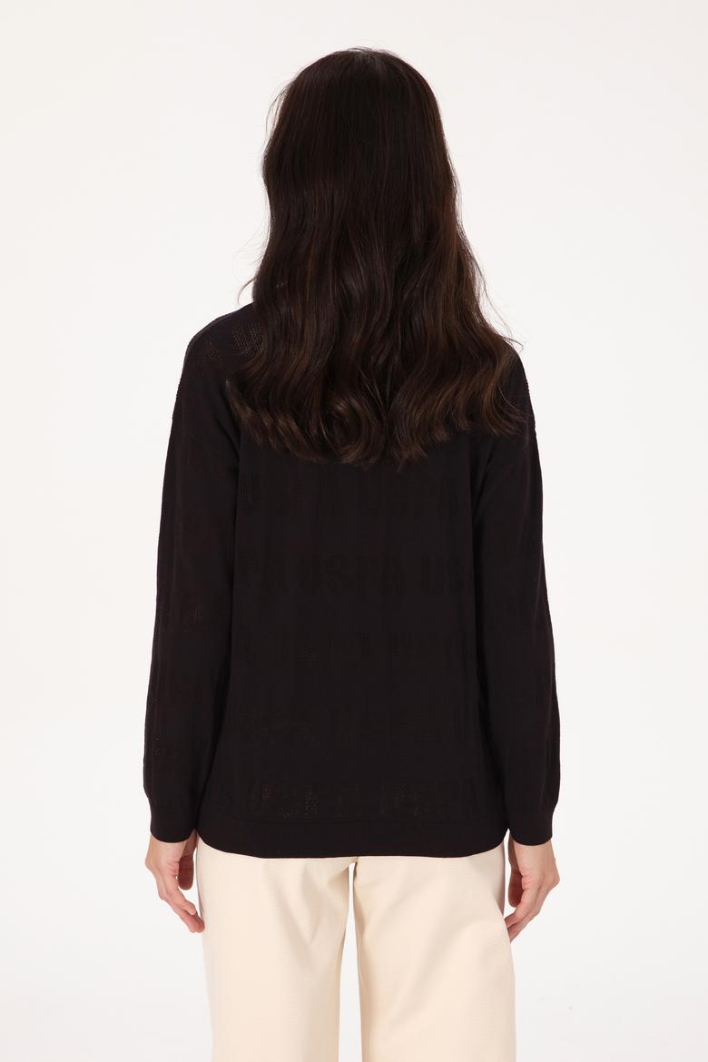 Kadın Bisiklet Yaka Siyah Kazak - 50309651018