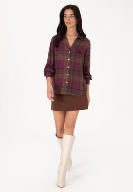 Kadın Bordo Uzun Kollu Gömlek - 50308660005