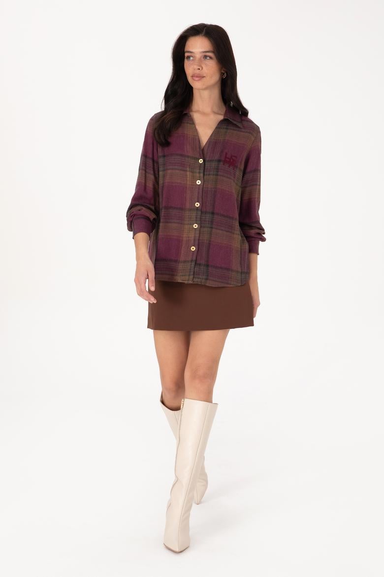 Kadın Bordo Uzun Kollu Gömlek - 50308660005