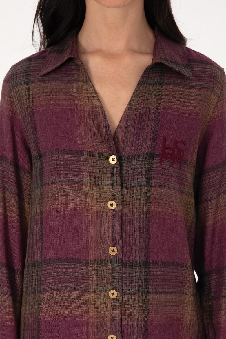 Kadın Bordo Uzun Kollu Gömlek - 50308660005
