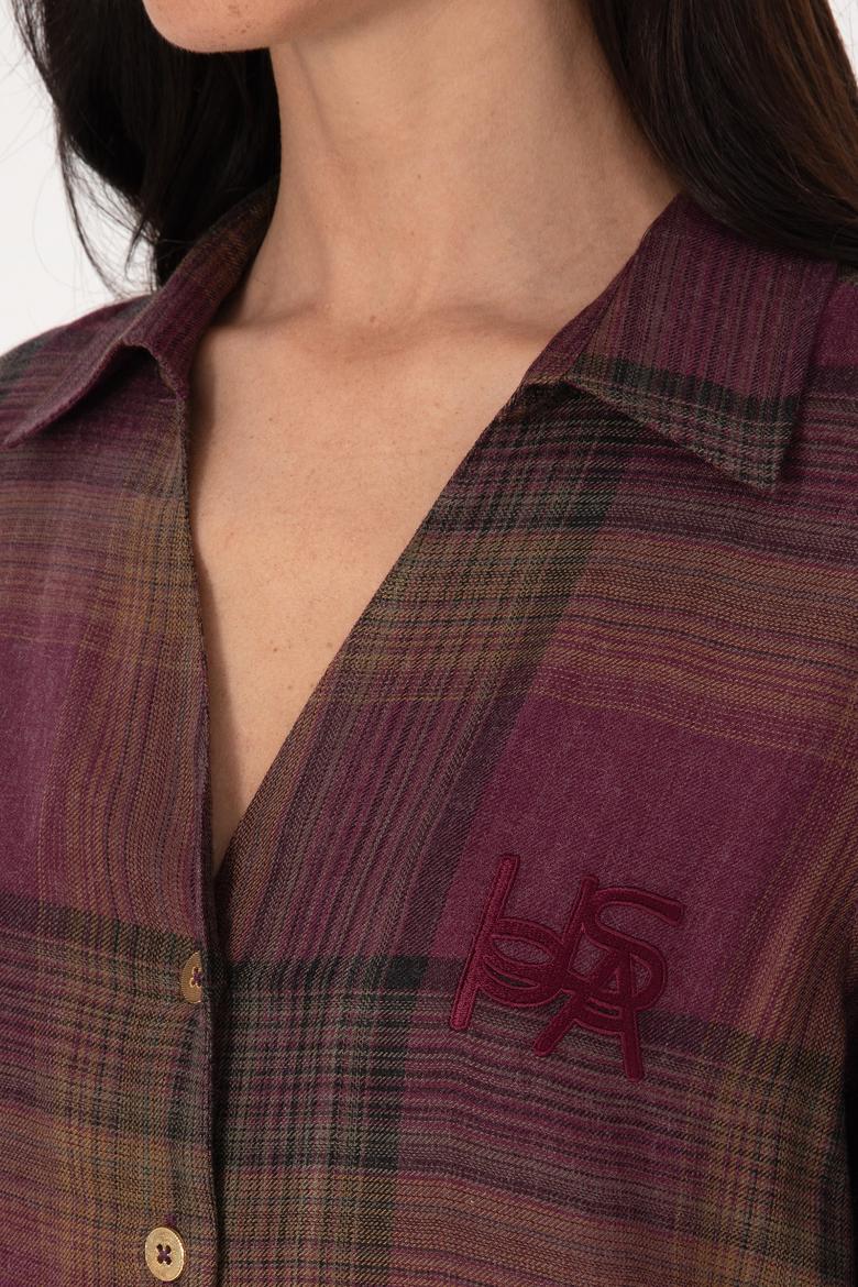 Kadın Bordo Uzun Kollu Gömlek - 50308660005