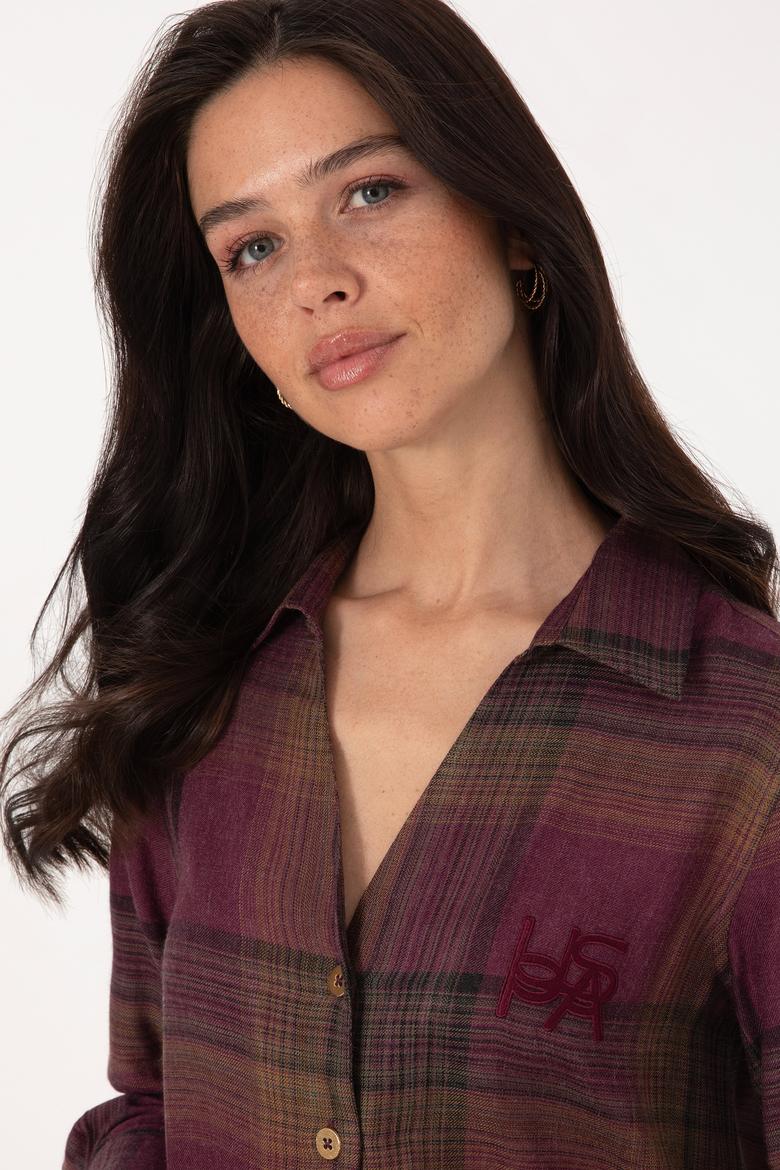 Kadın Bordo Uzun Kollu Gömlek - 50308660005