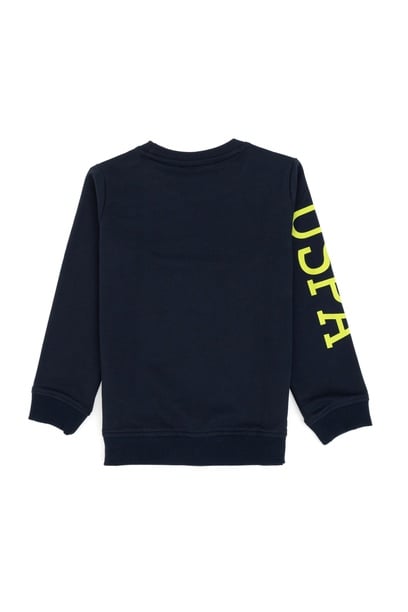 Erkek Çocuk Açık Lacivert İnce Bisiklet Yaka Basic Sweatshirt