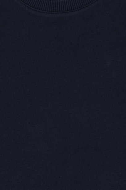 Erkek Çocuk Açık Lacivert İnce Bisiklet Yaka Basic Sweatshirt