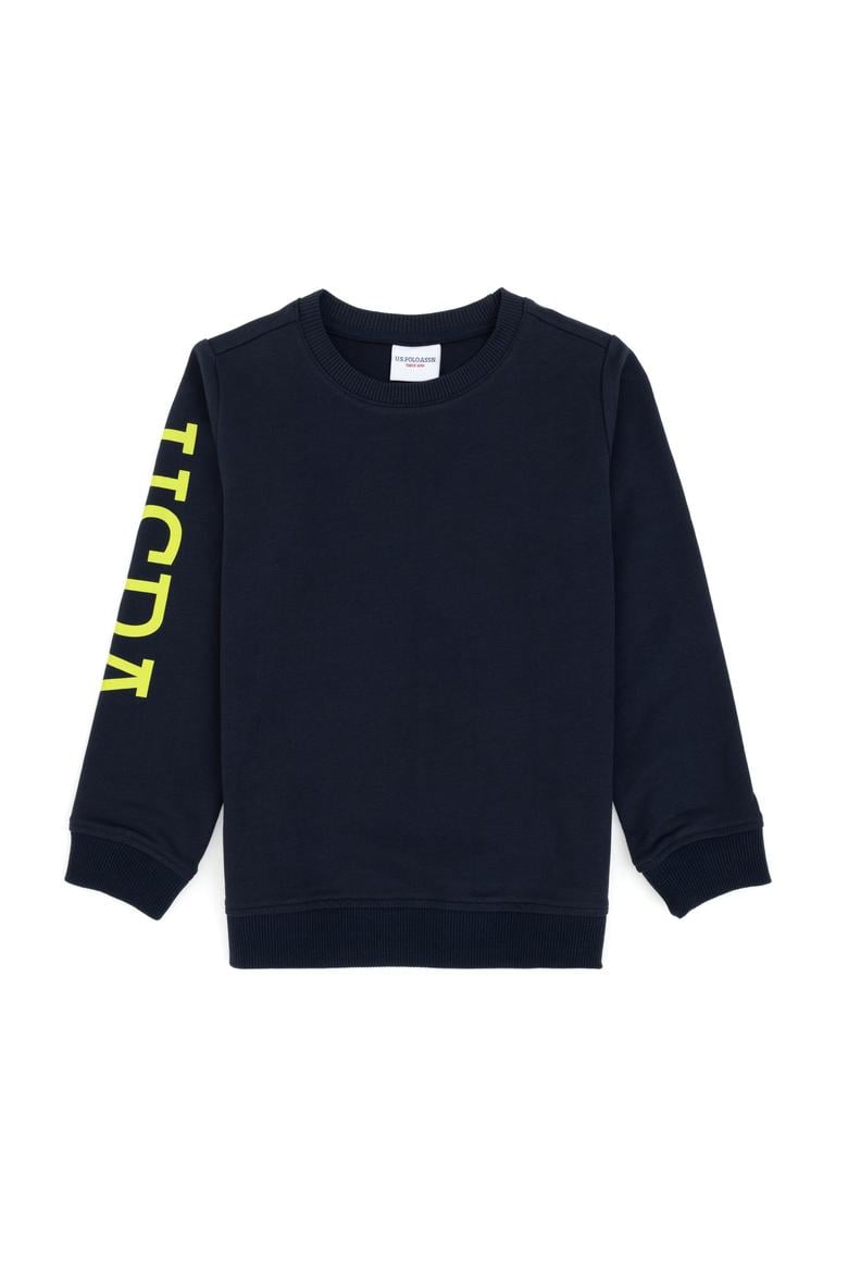 Erkek Çocuk Açık Lacivert İnce Bisiklet Yaka Basic Sweatshirt