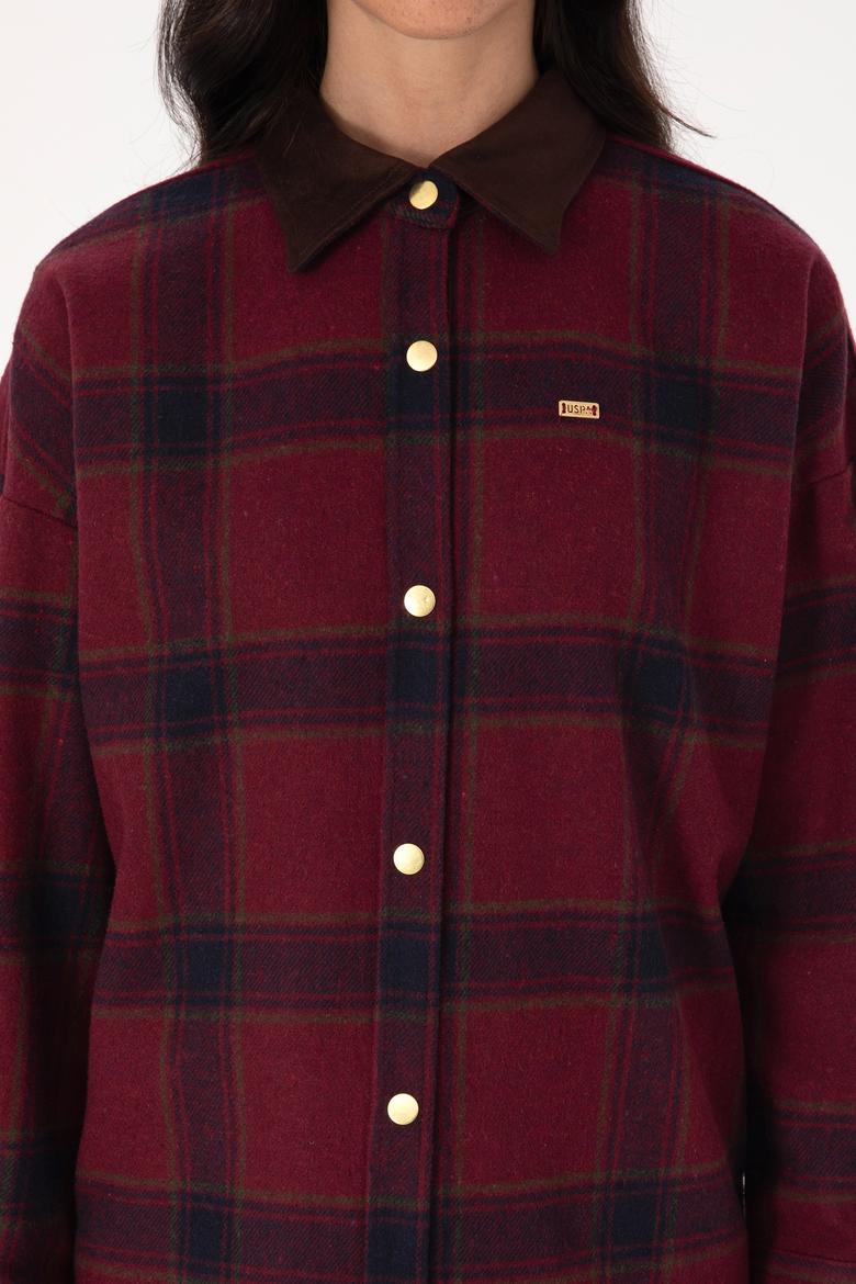 Kadın Bordo Uzun Kollu Gömlek - 50317225010