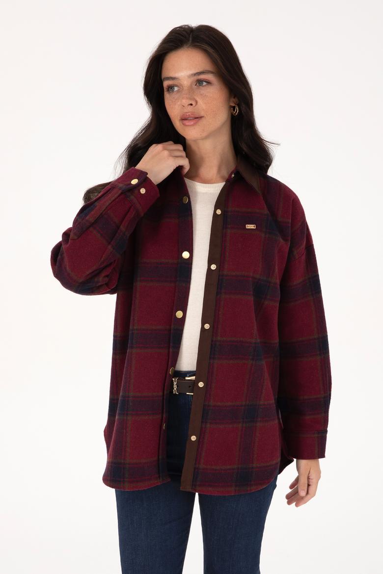 Kadın Bordo Uzun Kollu Gömlek - 50317225010