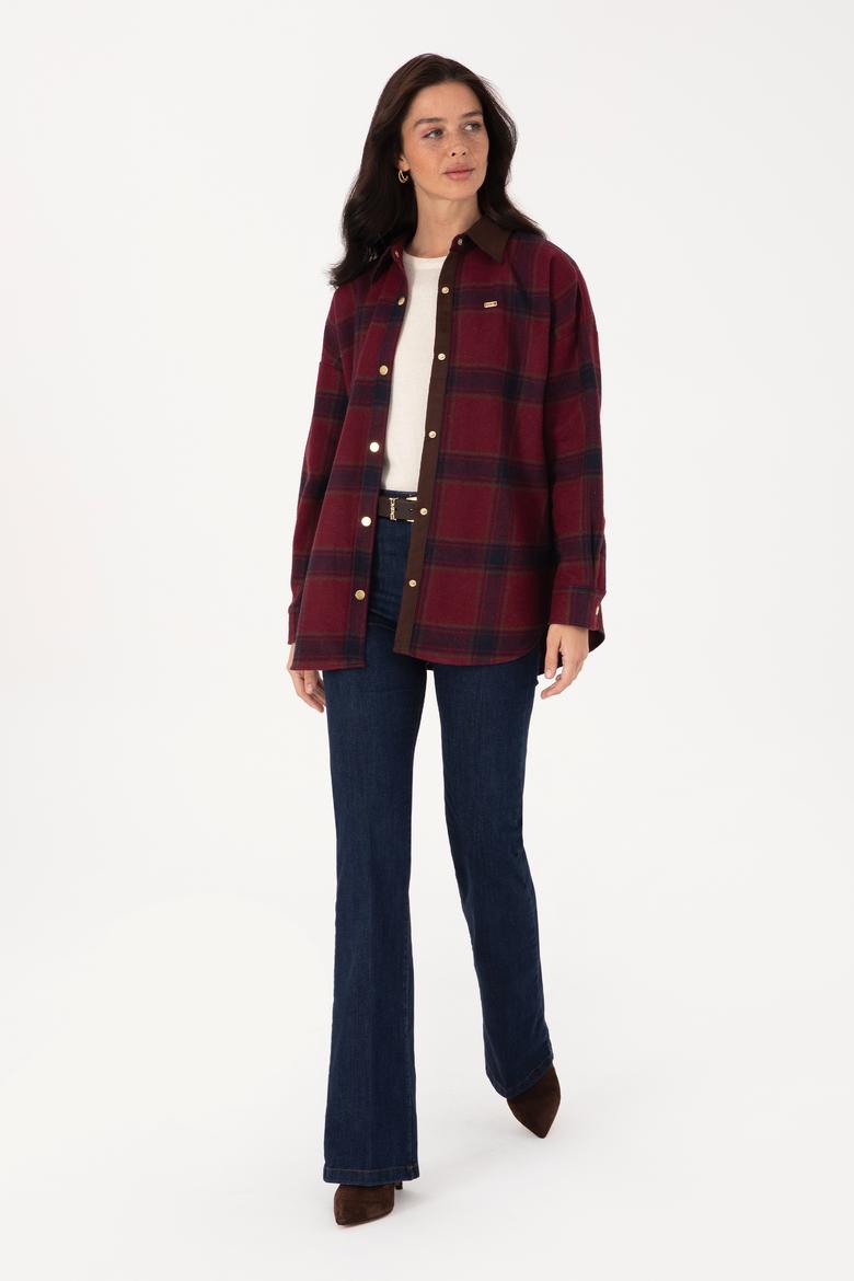 Kadın Bordo Uzun Kollu Gömlek - 50317225010