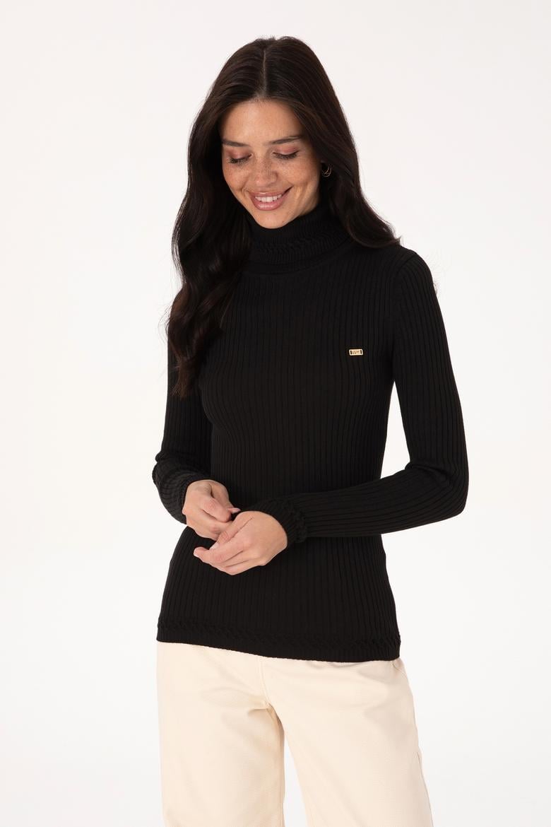 Kadın Siyah Boğazlı Kazak - 50307877035