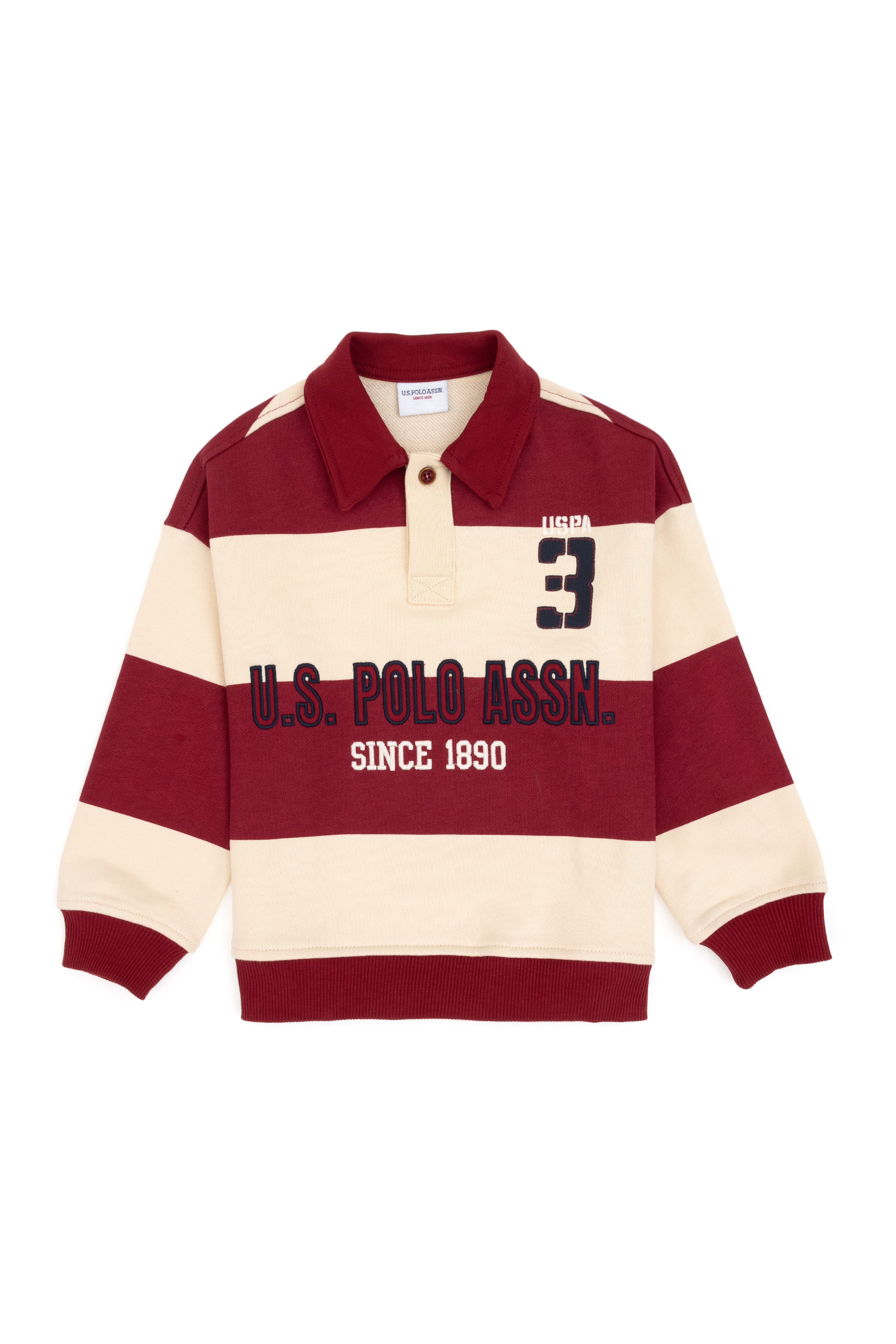 Erkek Çocuk Koyu Frambuaz Polo Yaka Sweatshirt - Image 1