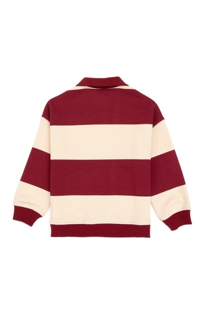 Erkek Çocuk Koyu Frambuaz Polo Yaka Sweatshirt