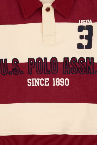 Erkek Çocuk Koyu Frambuaz Polo Yaka Sweatshirt