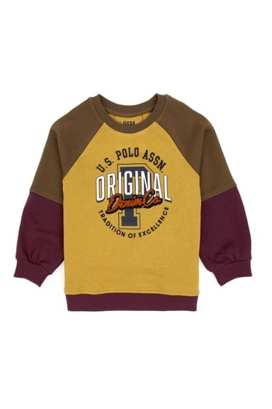 Erkek Çocuk Hardal Bisiklet Yaka Sweatshirt