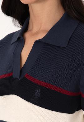 Kadın Açık Lacivert Polo Yaka Kazak - 50308850019