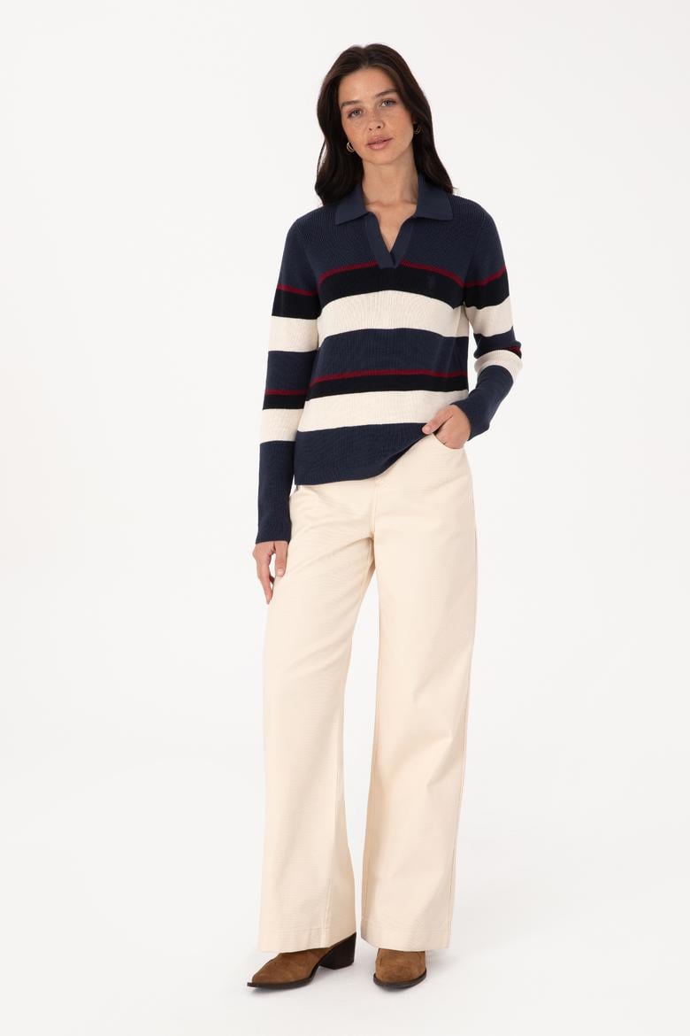 Kadın Açık Lacivert Polo Yaka Kazak - 50308850019