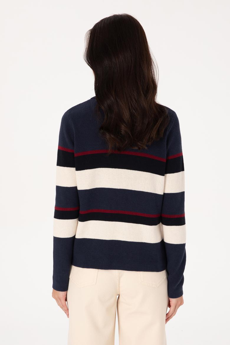 Kadın Açık Lacivert Polo Yaka Kazak - 50308850019