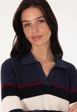 Kadın Açık Lacivert Polo Yaka Kazak - 50308850019