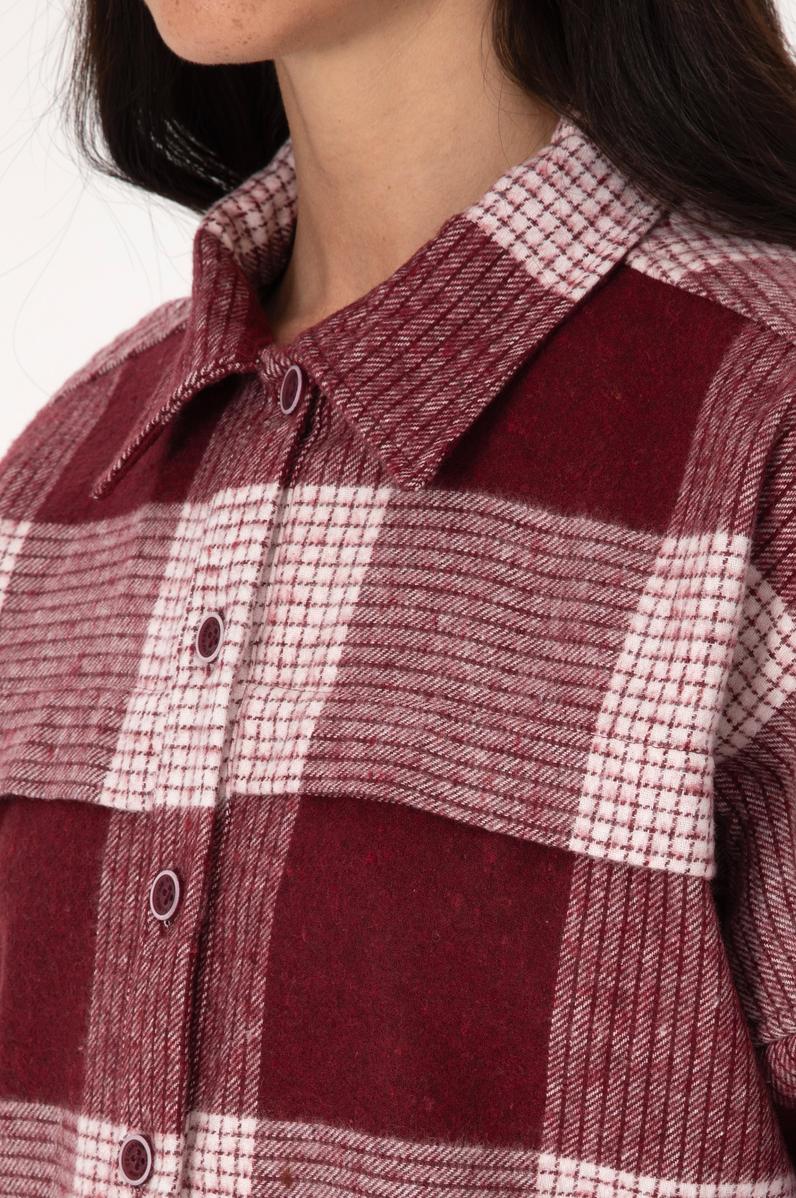 Kadın Bordo Uzun Kollu Gömlek