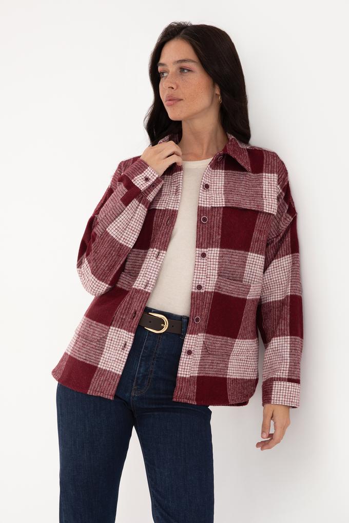 Kadın Bordo Uzun Kollu Gömlek