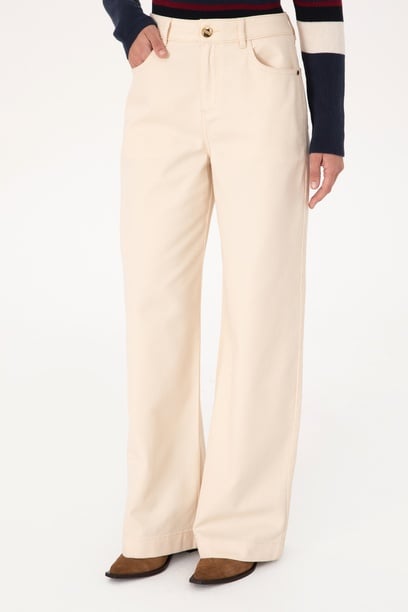 Kadın Krem Loose Fit Kanvas Pantolon