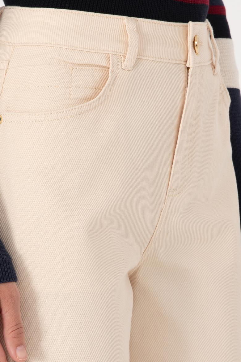 Kadın Krem Kanvas Pantolon - 50309351003