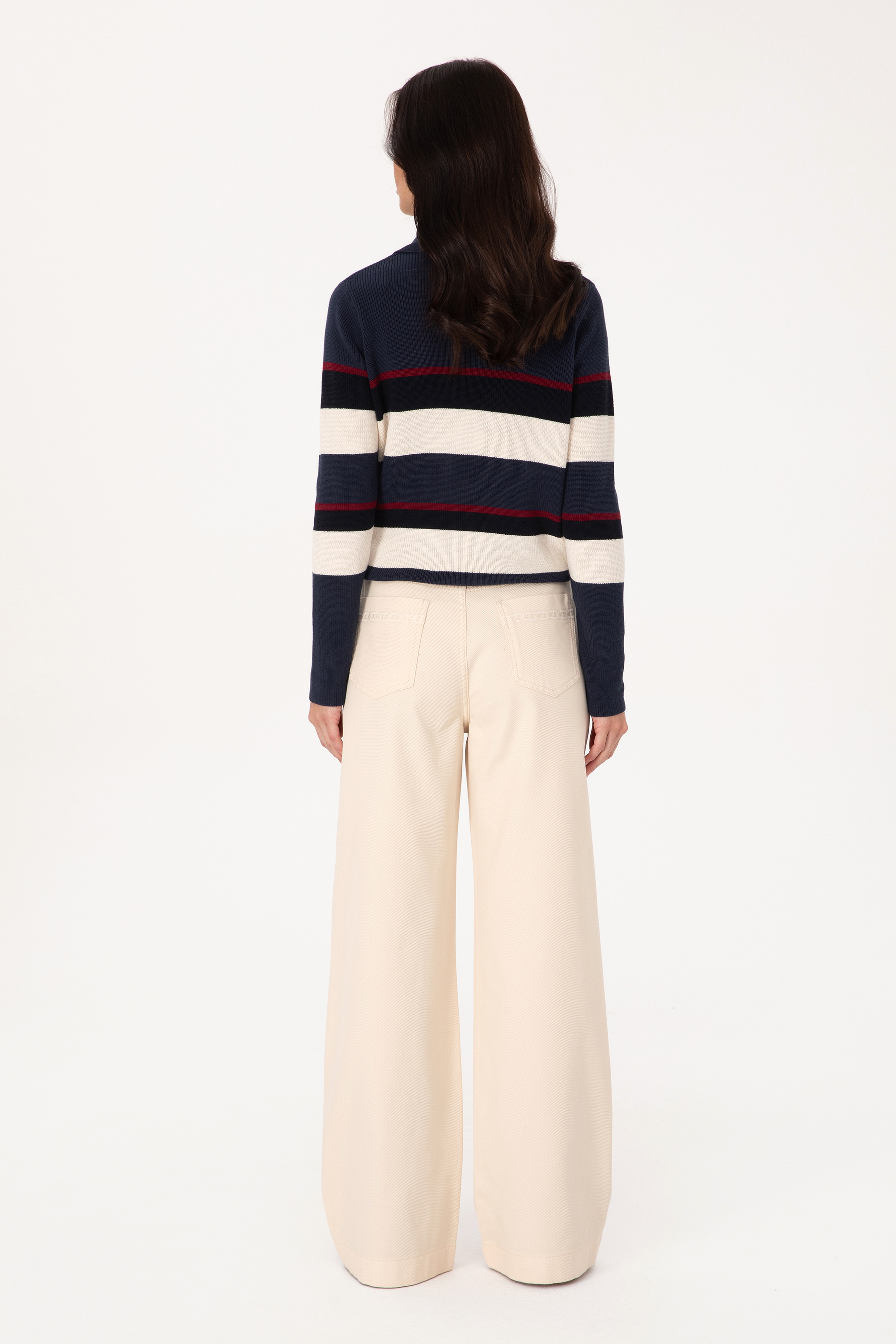 Kadın Krem Loose Fit Kanvas Pantolon - Image 4