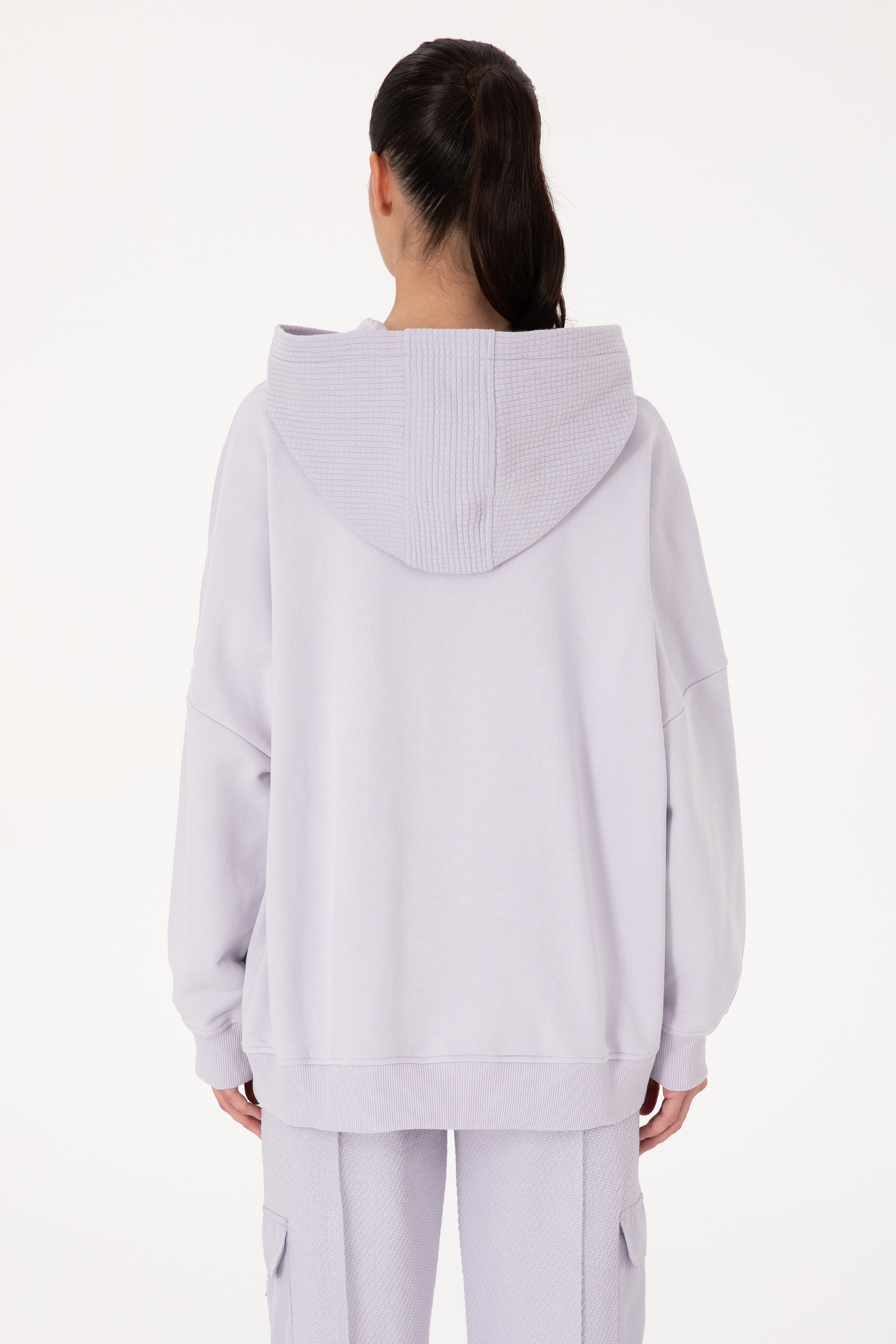 Kadın Lila Kapüşonlu Sweatshirt