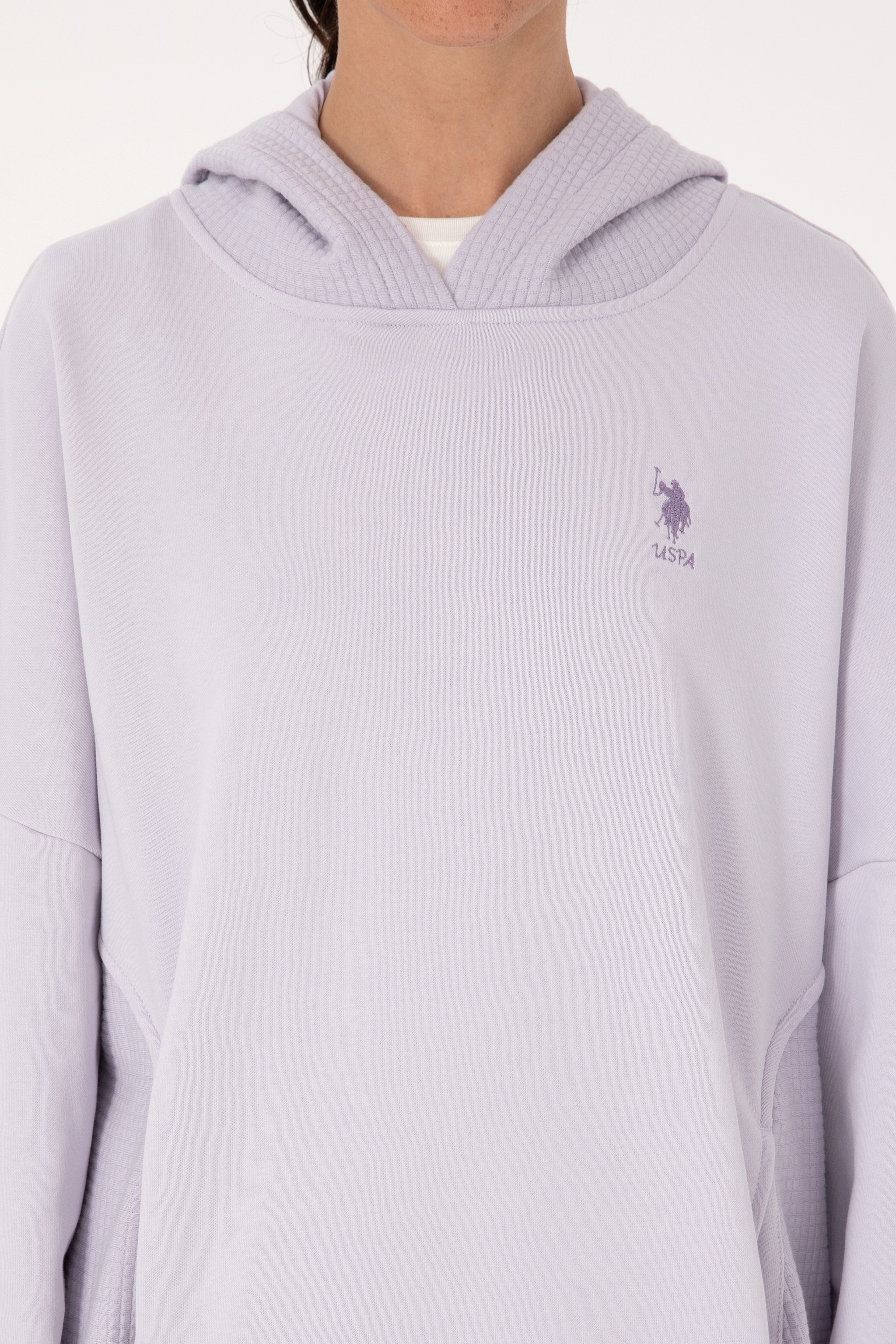 Kadın Lila Kapüşonlu Sweatshirt - Image 6