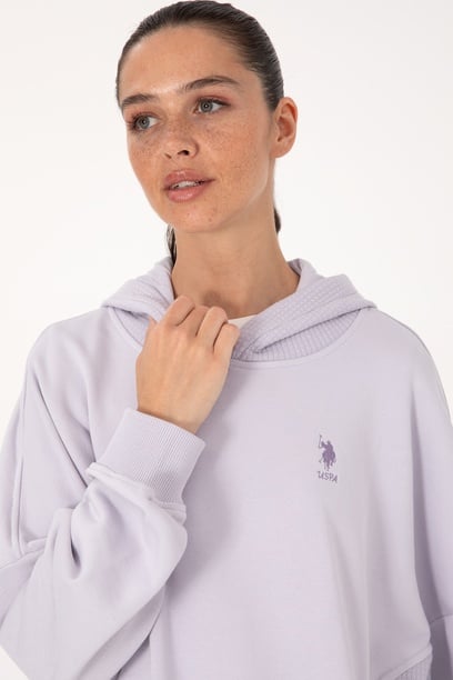 Kadın Lila Kapüşonlu Sweatshirt