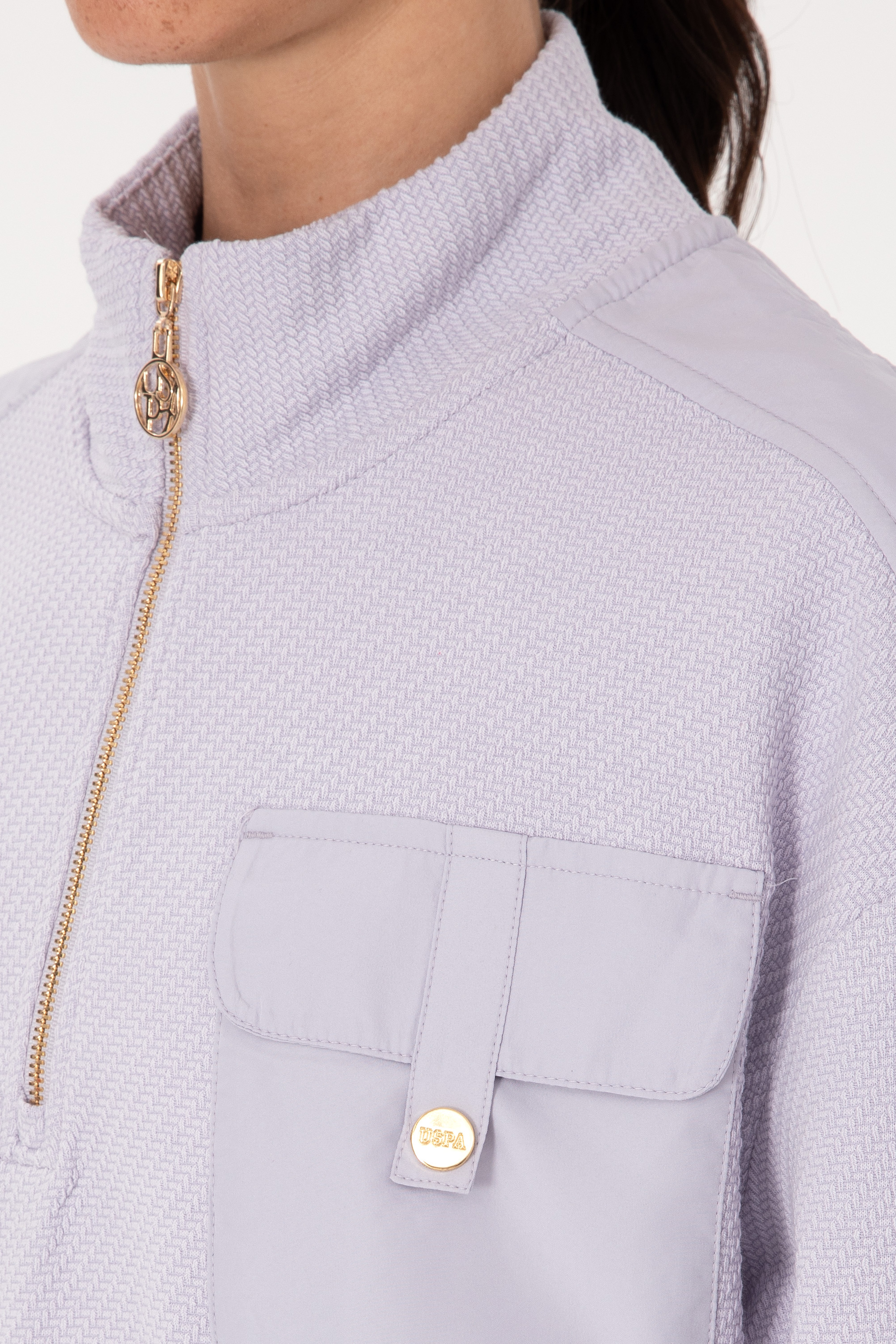 Kadın Siyah Fermuarlı Dik Yaka Sweatshirt