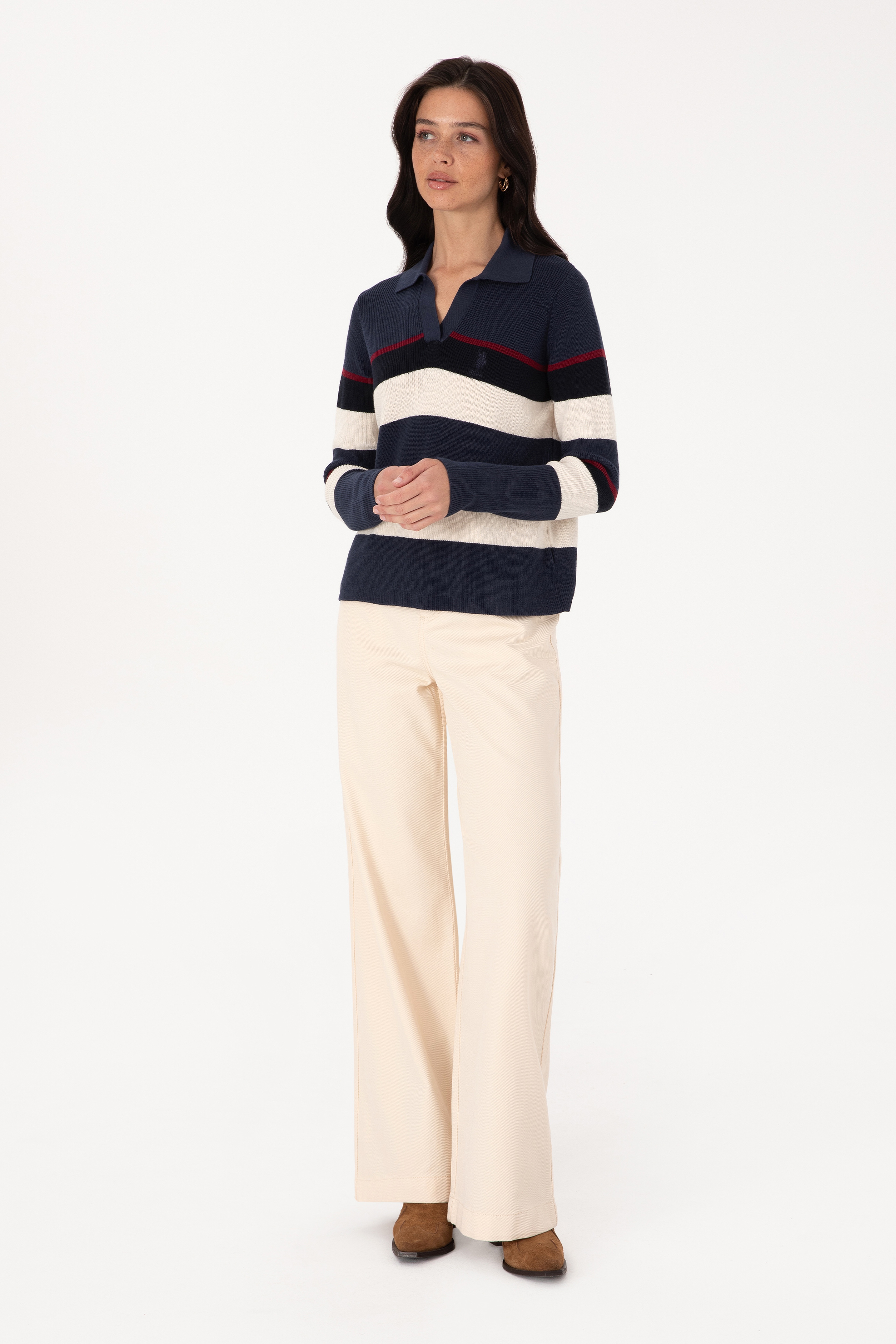 Kadın Krem Loose Fit Kanvas Pantolon - Image 1